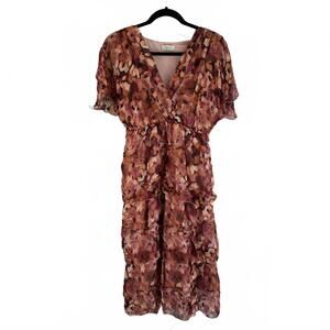 Lara G. Women's Floral Layerd Silk Blend Dress  - Made in Italy - XL